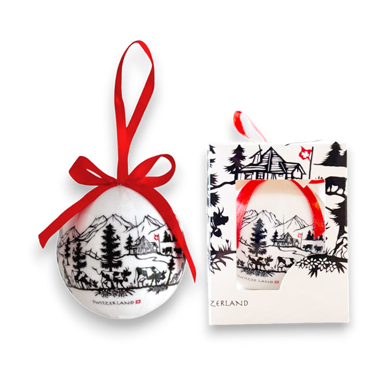 Christbaumkugel weiss Scherenschnitt