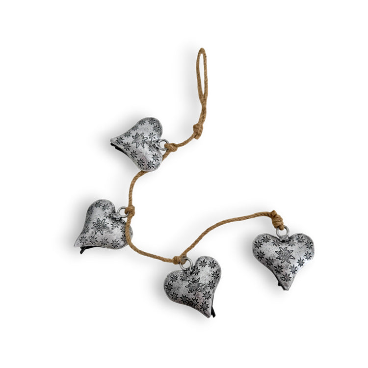 Herz-Glöckchen-Girlande silber, 45 cm