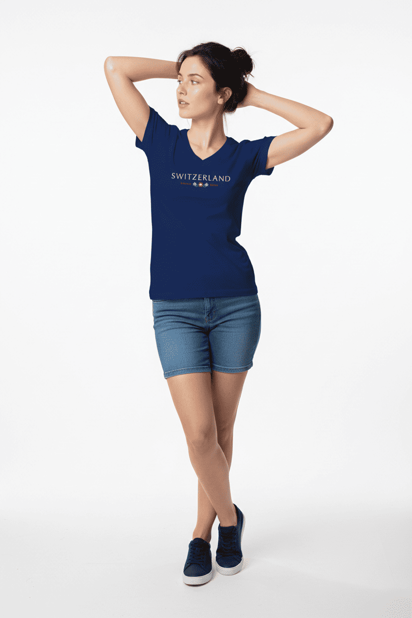 T-shirt femme Suisse Armoiries suisses, bleu foncé