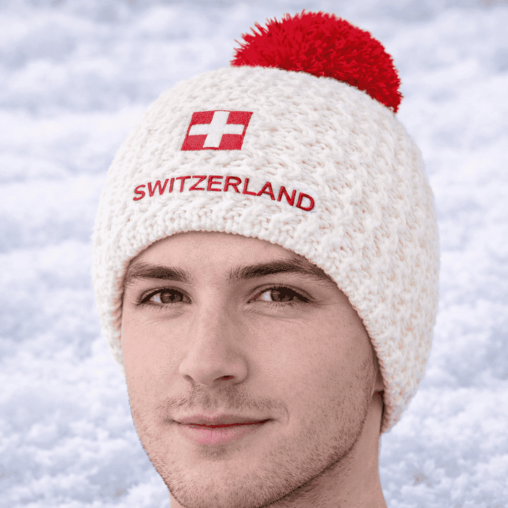 Swiss knitted hat white