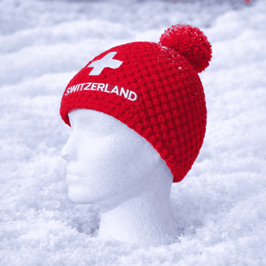 Switzerland winter hat, red