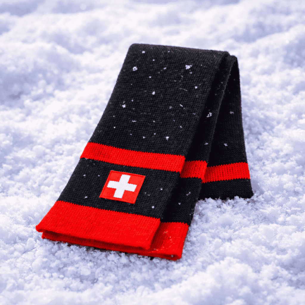 Knitted winter scarf, Swiss coat of arms