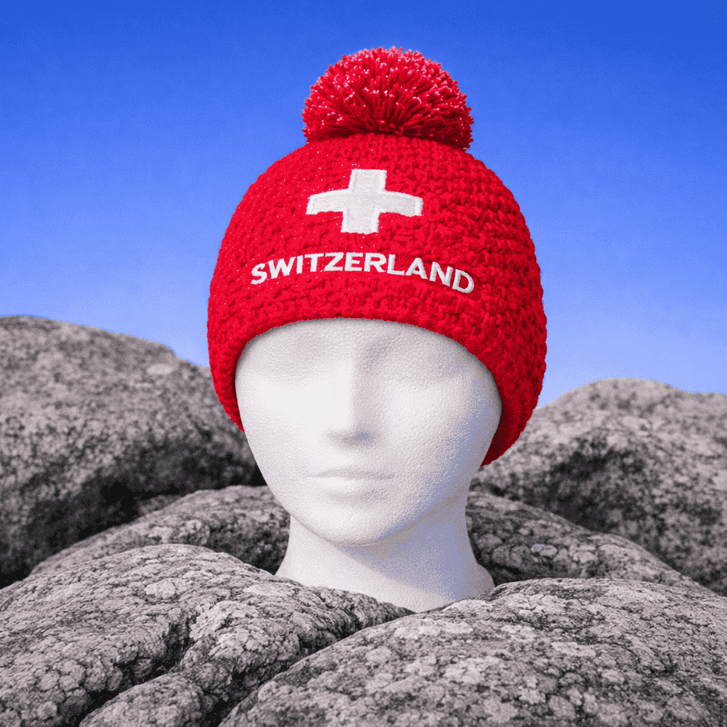 Switzerland winter hat, red