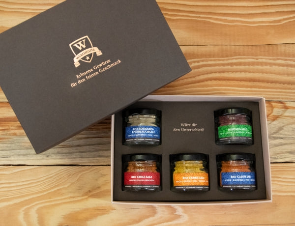 Gewürz-Set 5er Mini-Geschenkbox Salzvariationen – Schweizer Original seit 20 Jahren die Nr. 1!