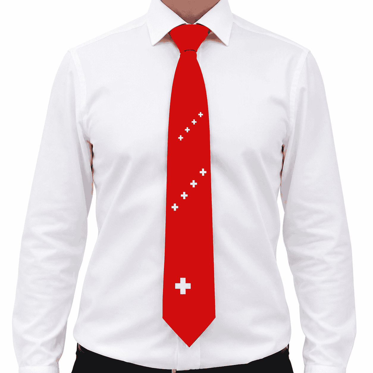 Cravate avec croix suisse, rouge