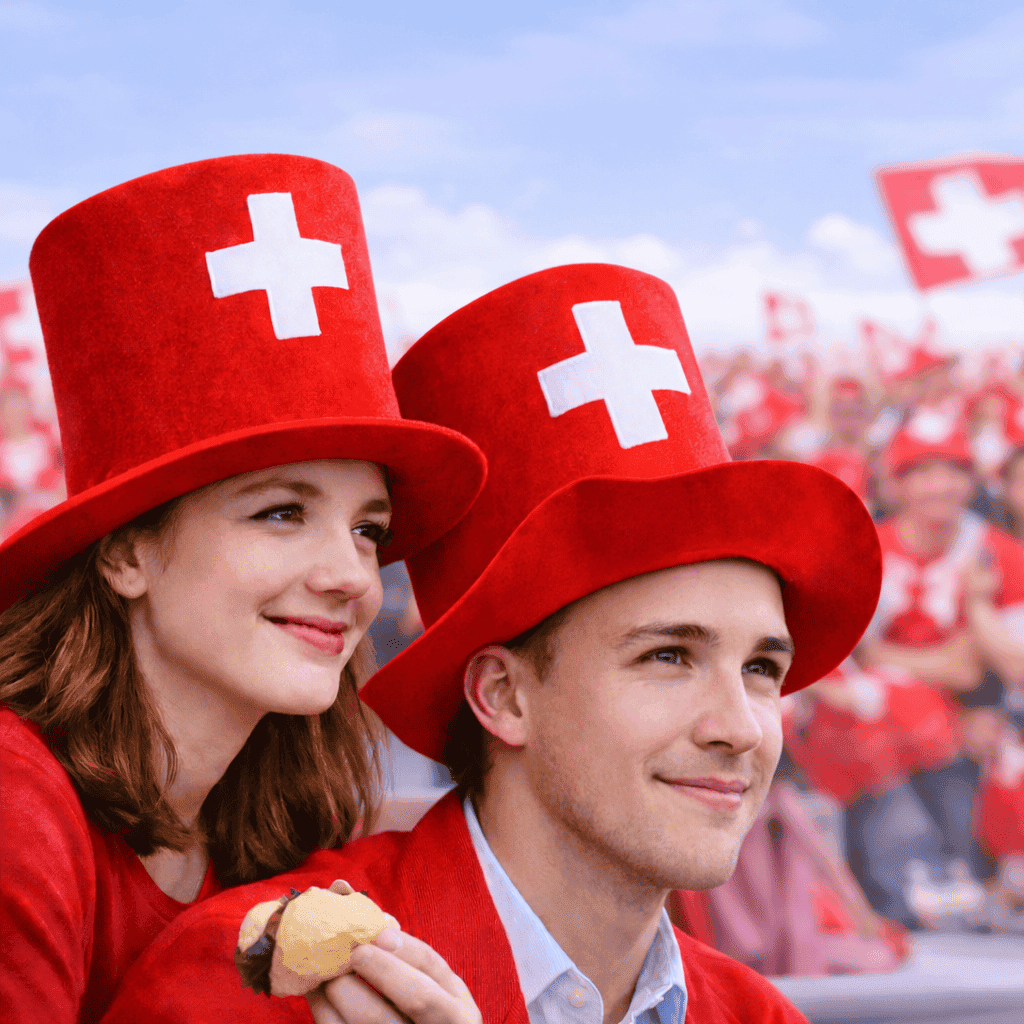 Chapeau haut-de-forme éventail suisse