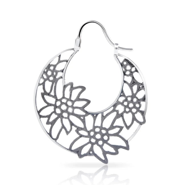Earrings Edelweiss 925 silver, black rhodium