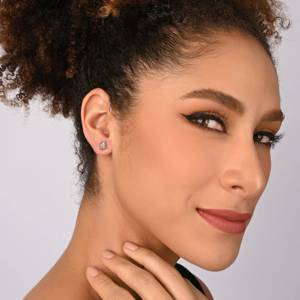 Anhänger und Ohrstecker SET, Bicolor Silber