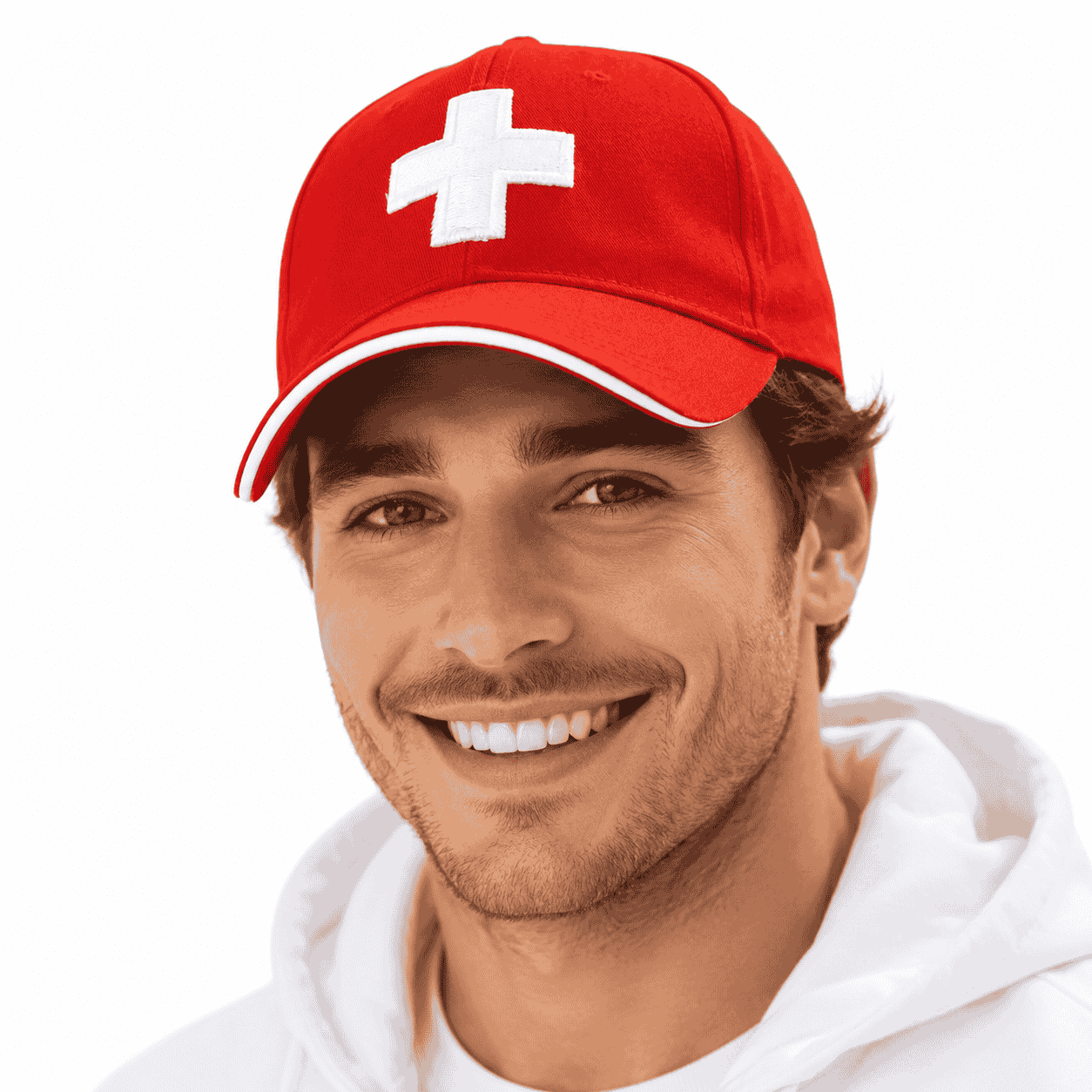 Casquette croix suisse pour adulte, rouge