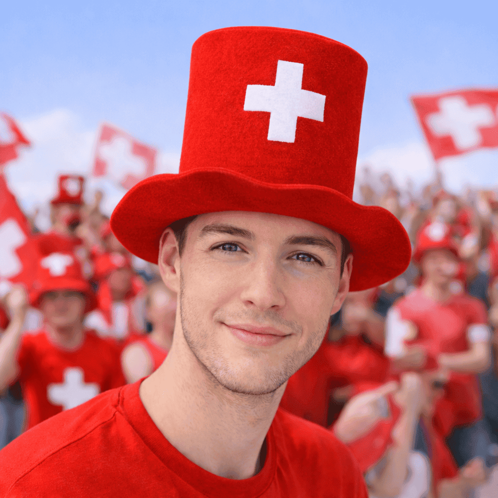Chapeau haut-de-forme éventail suisse