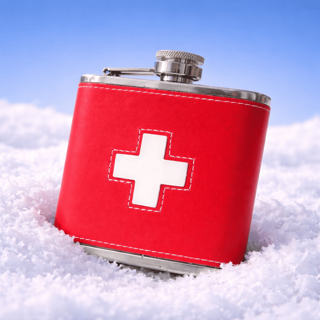 Flasque en cuir rouge CH