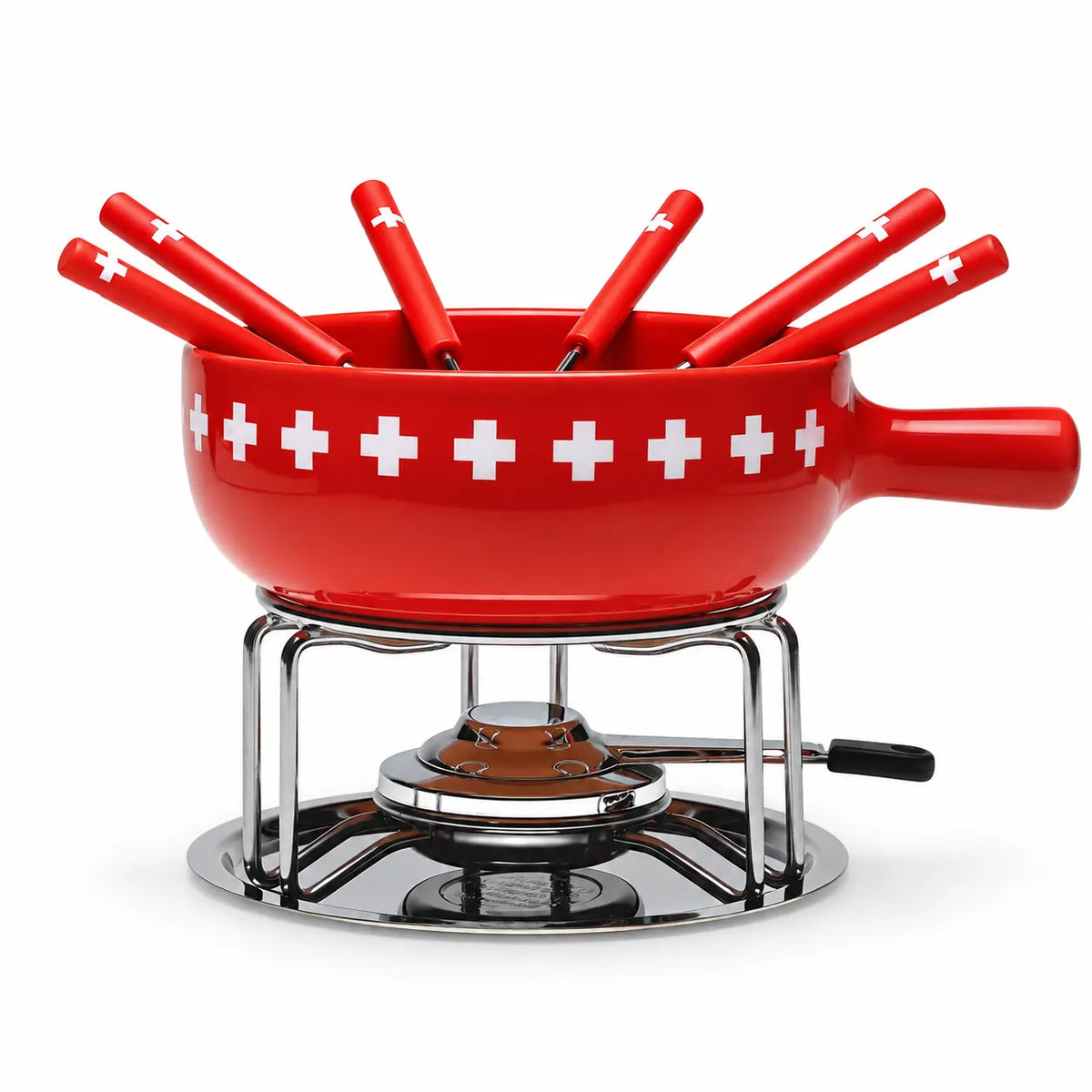 Käse Fondue-Set CH-Band, 9-teilig, rot