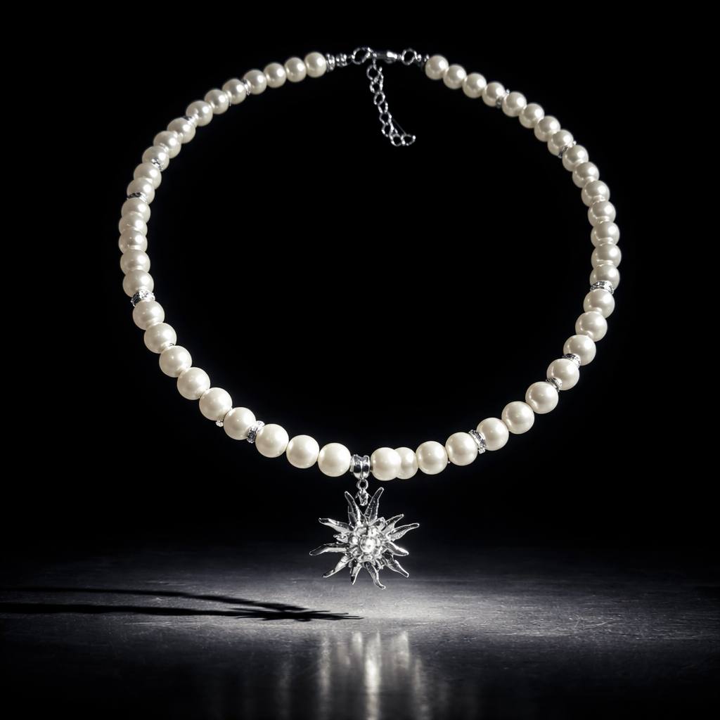 Necklace, bracelet and earrings set, white