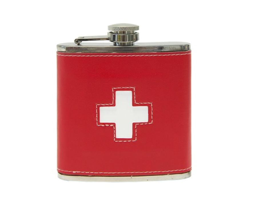 Flachmann rot CH Leder