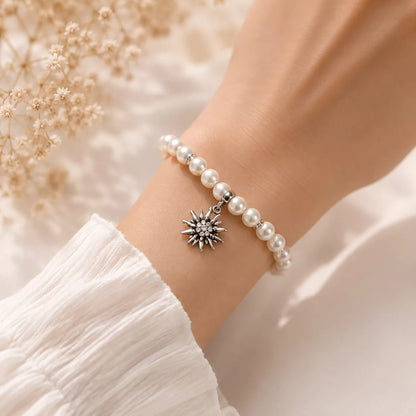 Schmuckset Edelweiss - Perlenkette, Armband und Ohrstecker SET