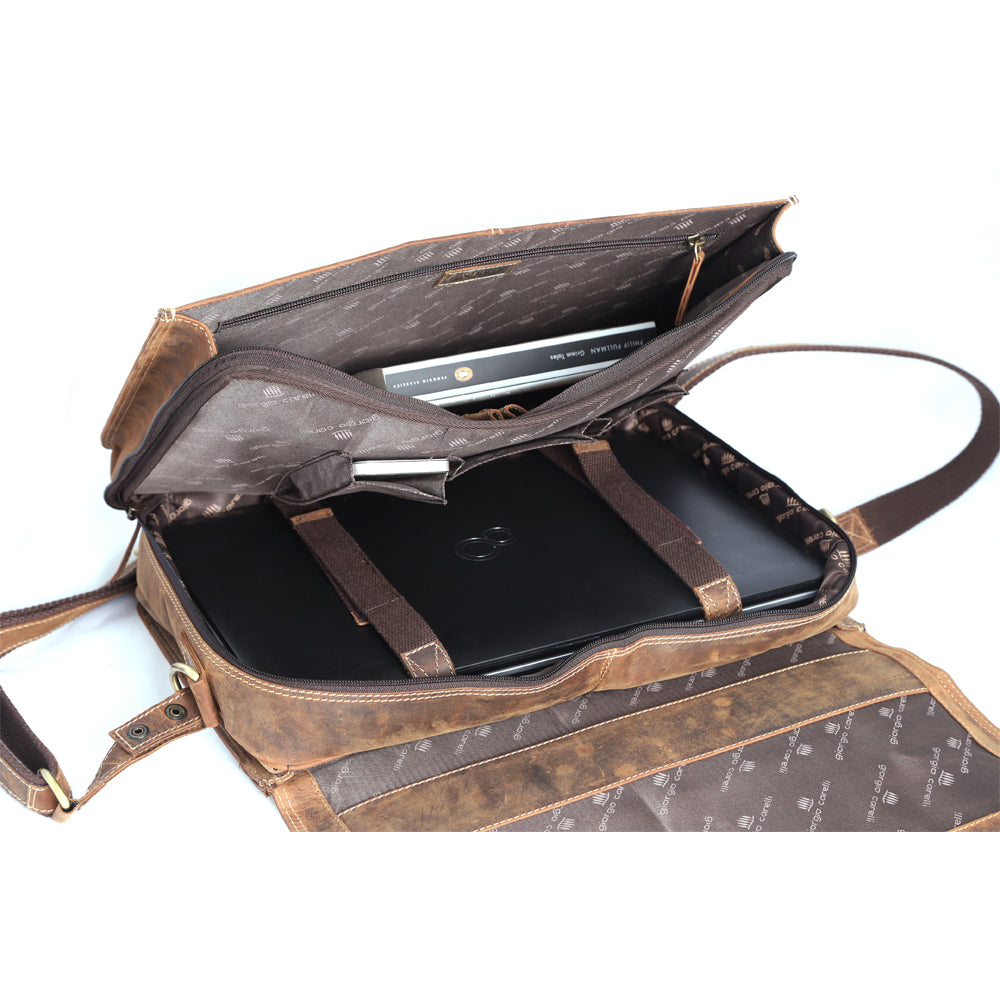 Aktentasche aus Leder mit 15 Zoll Laptop-Fach