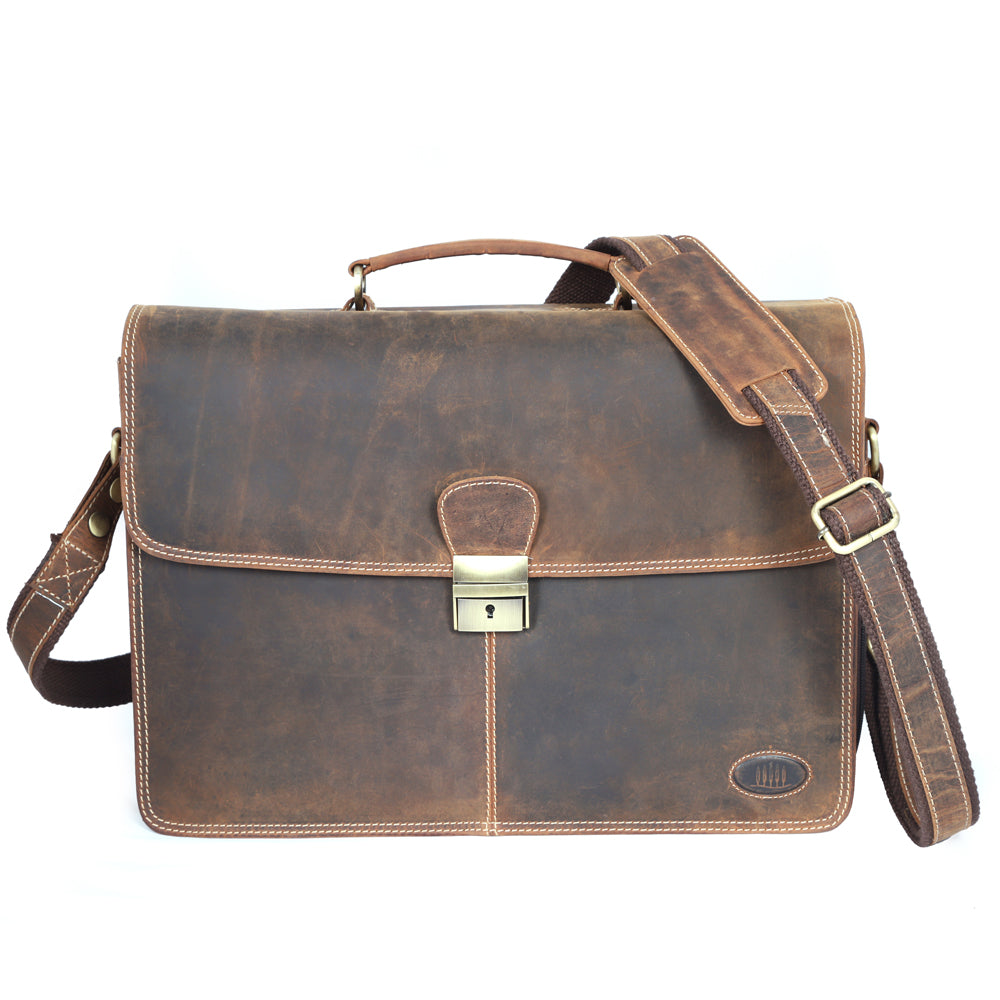 Aktentasche aus Leder mit 15 Zoll Laptop-Fach
