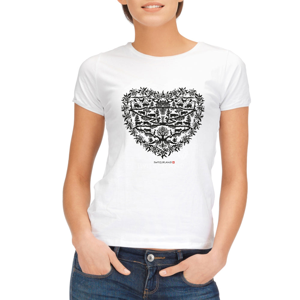 Damen T-Shirt Scherenschnitt Herz
