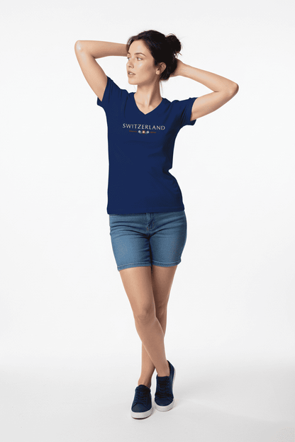 T-shirt femme Suisse Armoiries suisses, bleu foncé