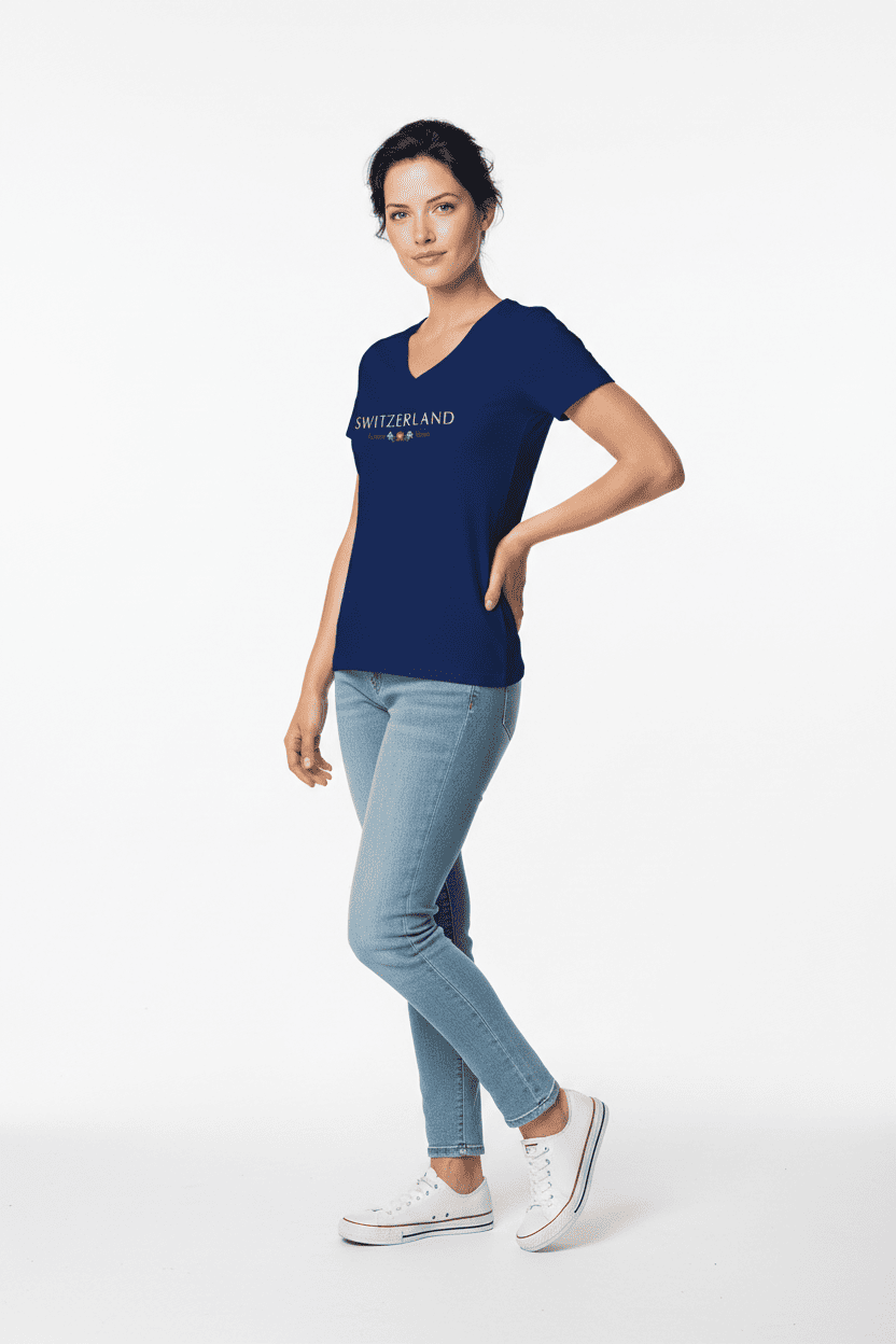 T-shirt femme Suisse Armoiries suisses, bleu foncé