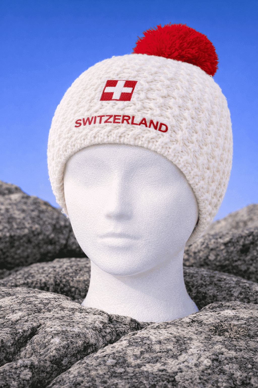 Bonnet tricoté suisse blanc