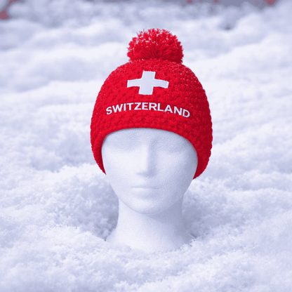 Switzerland winter hat, red