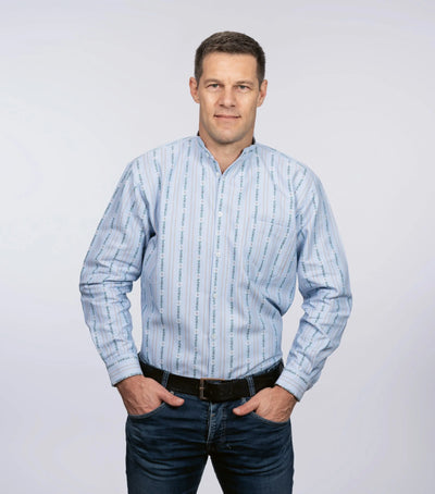 Men's Edelweiss shirt, long sleeve with stand-up collar OF