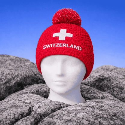 Switzerland winter hat, red