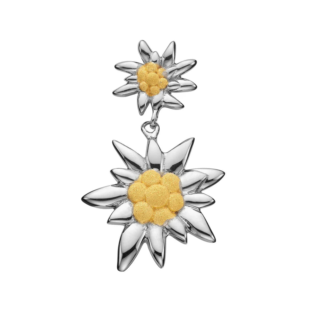 Hängeohrring mit Bicolor Edelweiss glänzend