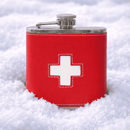 Hip flask red CH leather