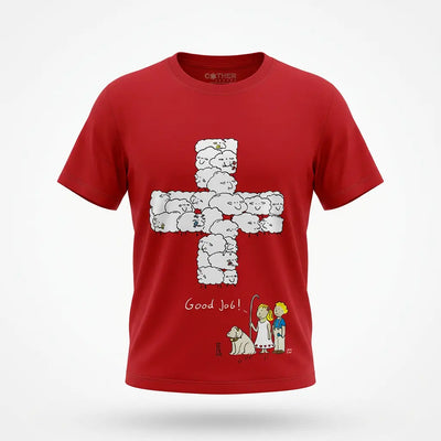 Kinder T-Shirt Schweizerkreuz Schaf Good Job