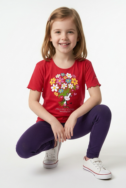Mädchen T-Shirt Mumu Cow Swiss Flowers