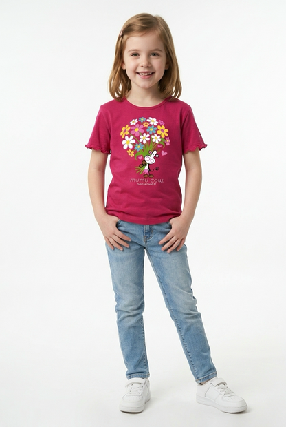 Mädchen T-Shirt Mumu Cow Swiss Flowers