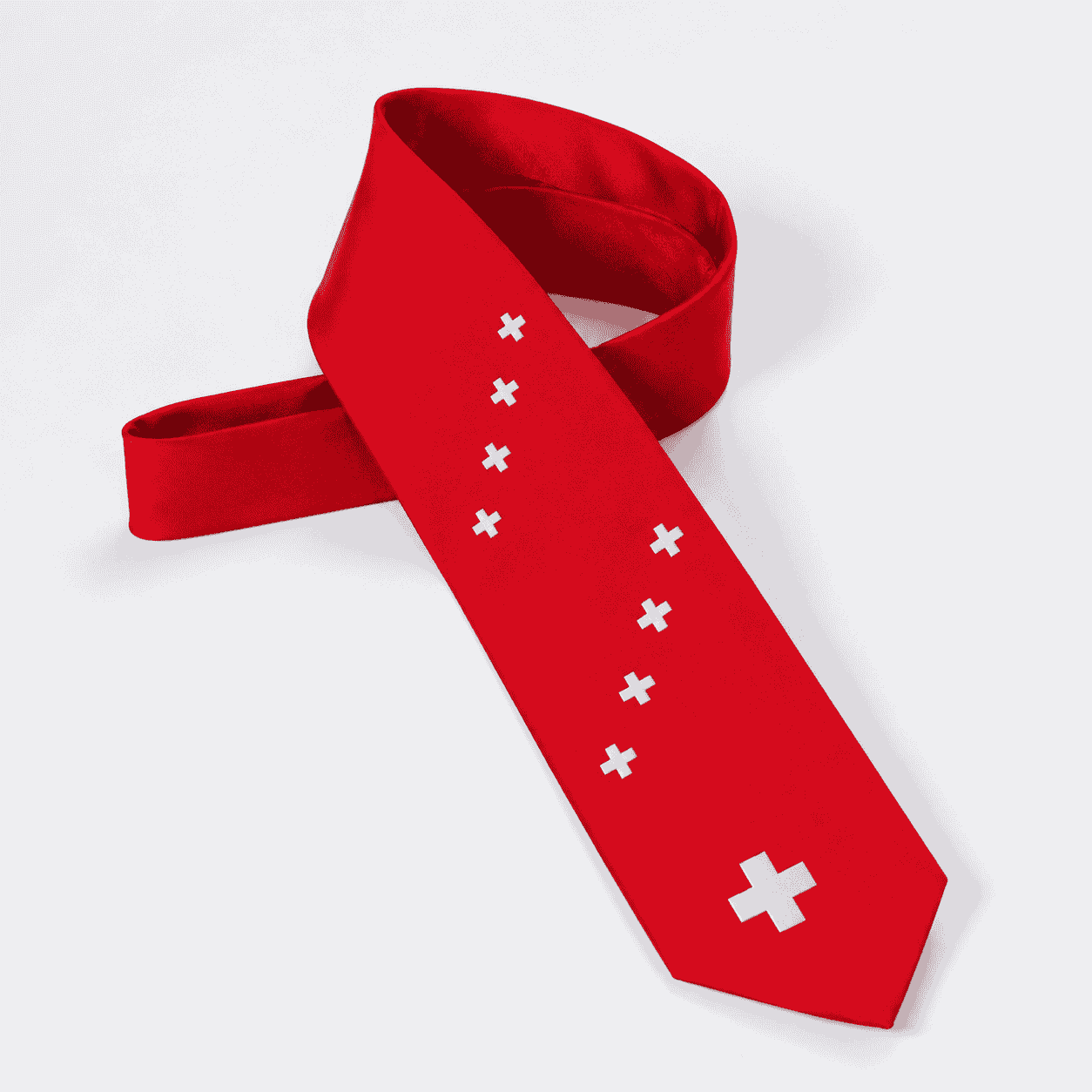 Cravate avec croix suisse, rouge