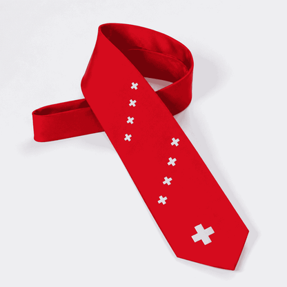 Cravate avec croix suisse, rouge