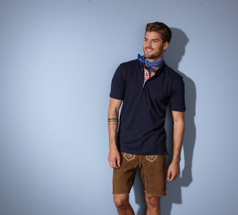 Herren Trachten Piqué Polo, navy