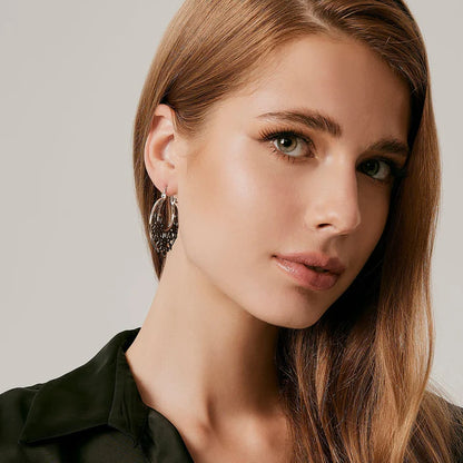 Earrings Edelweiss 925 silver, black rhodium