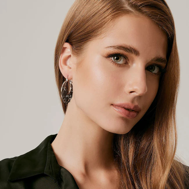 Earrings Edelweiss 925 silver, black rhodium