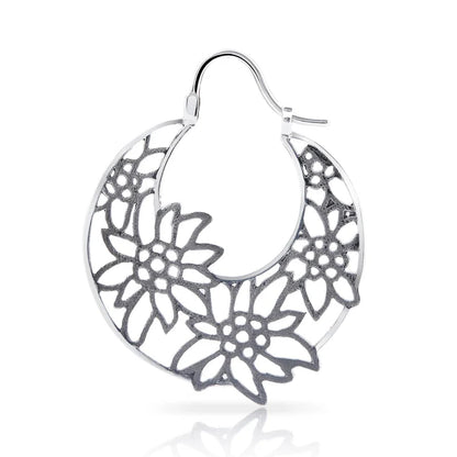 Earrings Edelweiss 925 silver, black rhodium