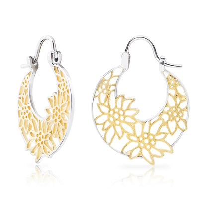 edle goldene Edelweiss Ohrringe mit Swiss Design