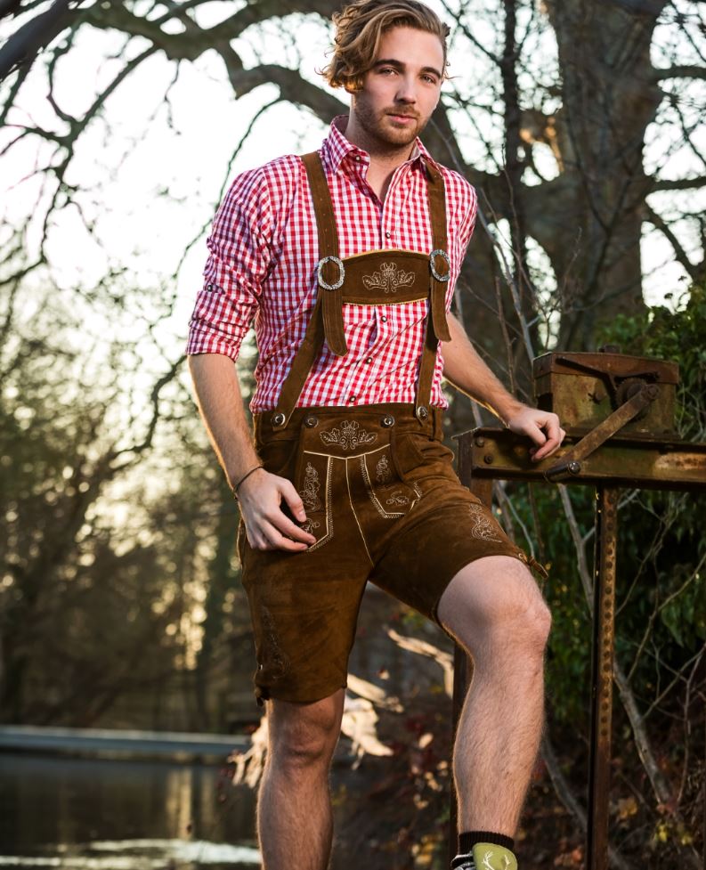Herren Lederhose kurz, dunkelbraun