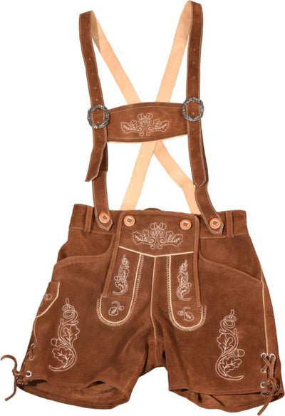 Pantalon court en cuir pour femme, marron foncé