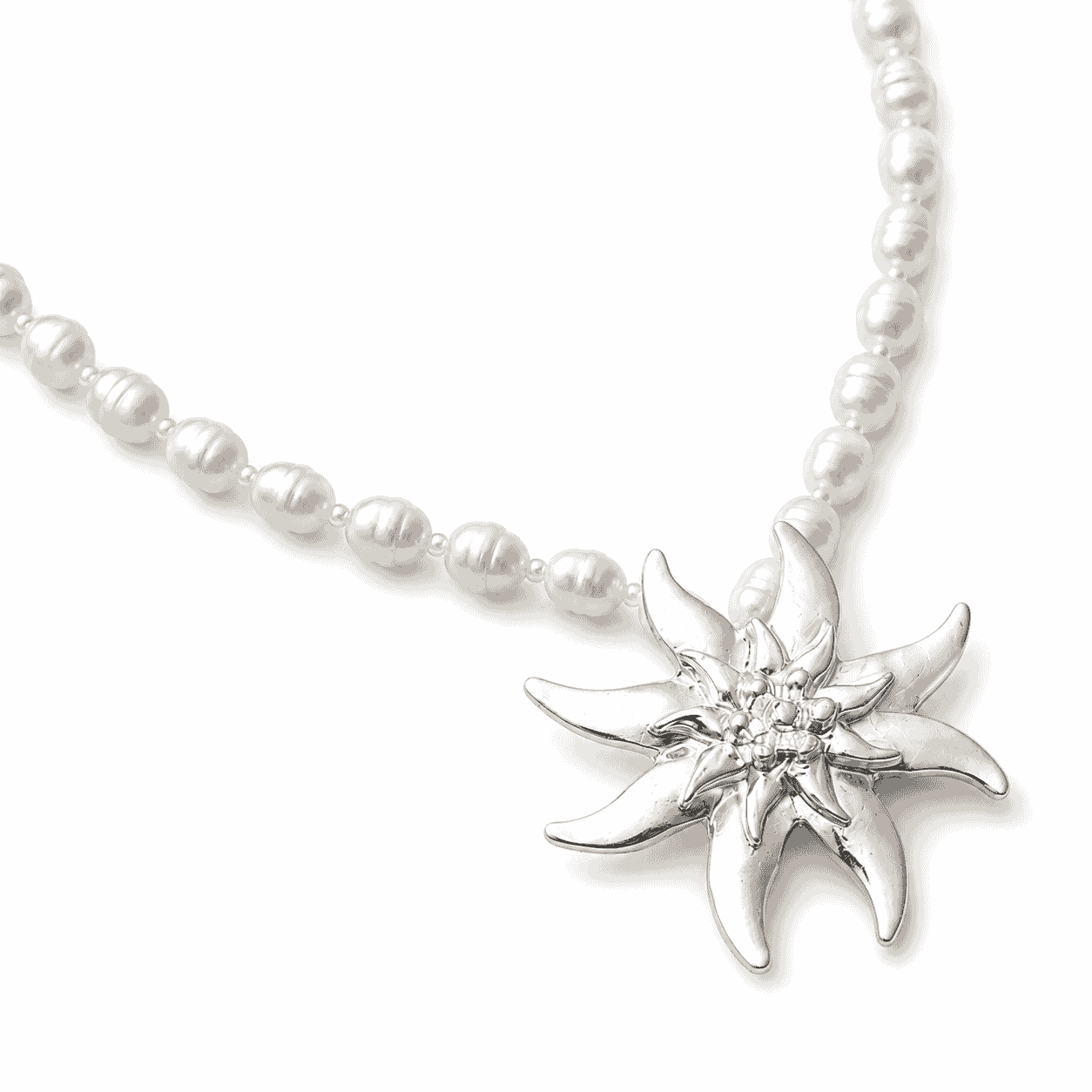 Necklace, bracelet and earrings set, white