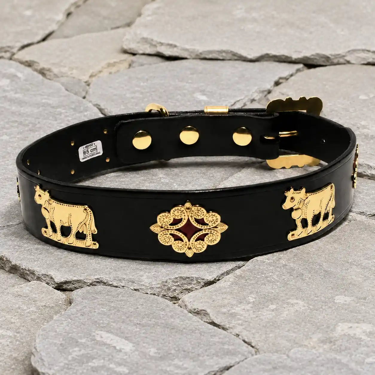 Hunde-Halsband, Appenzeller, schwarz/Messing, 2.5 cm breit
