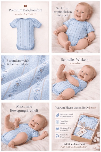 Baby-Body SCHWINGER, kurzarm, hellblau