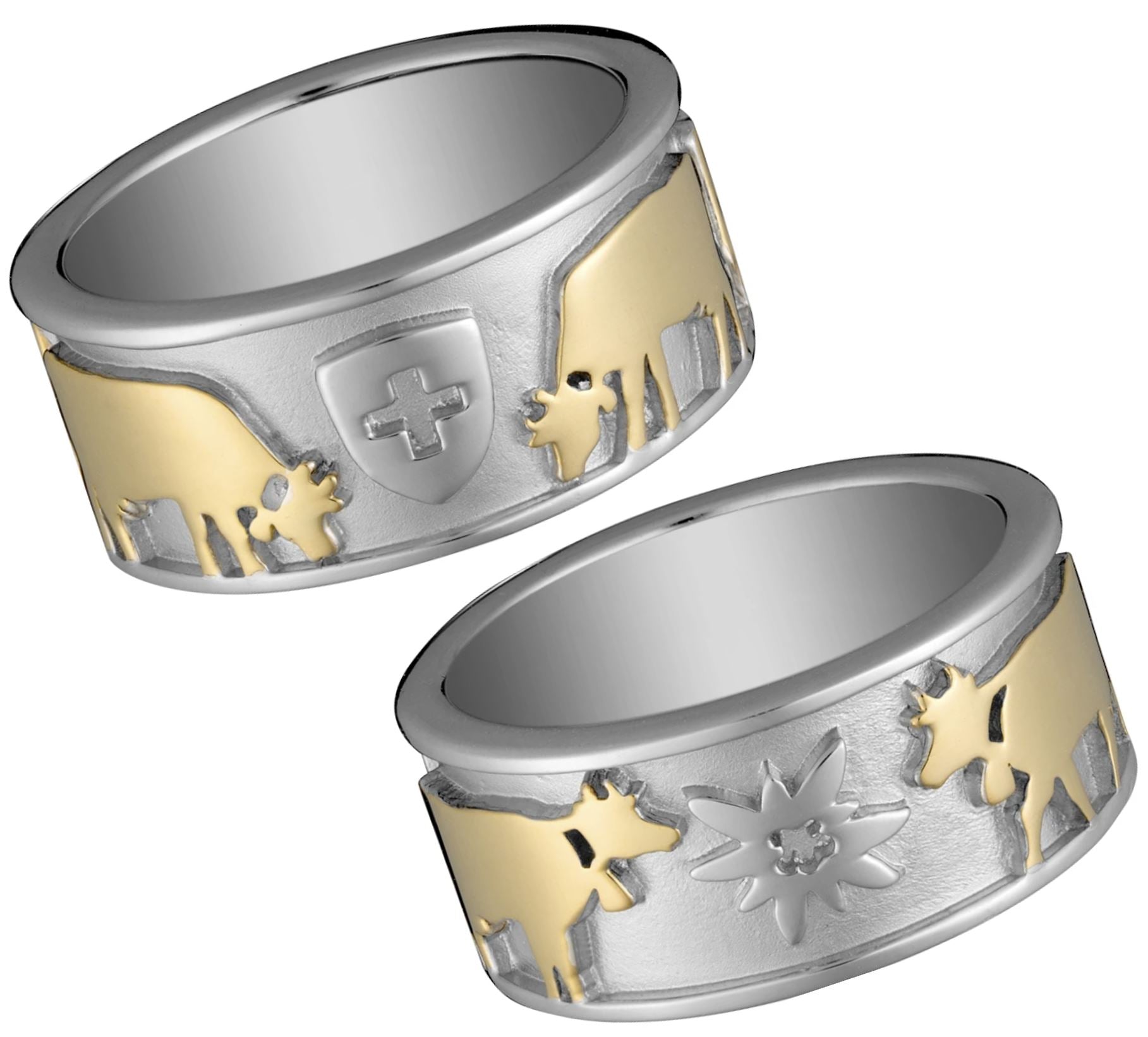 RG9029_Ring-Schweizerwappen-Edelweiss-Kuh-925-Silber-vergoldet-9-mm_1