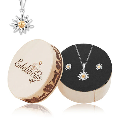 Anhänger und Ohrstecker SET, Bicolor Silber