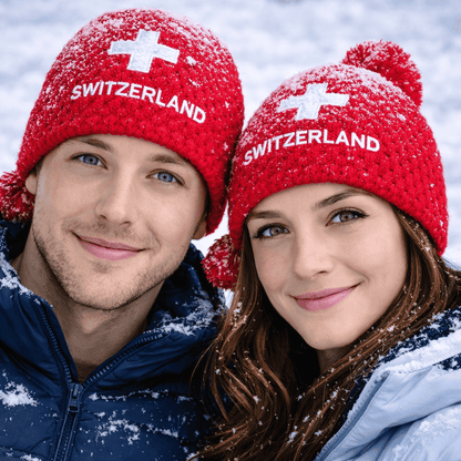 Switzerland winter hat, red