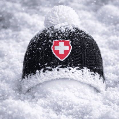Casquette avec croix suisse, noire