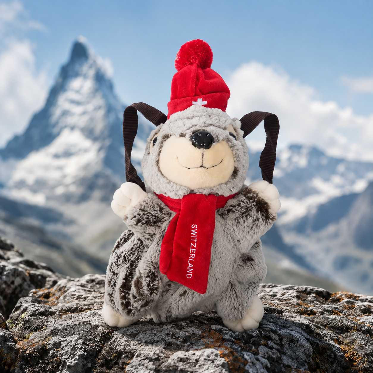 Plush backpack Murmeli, 30 cm